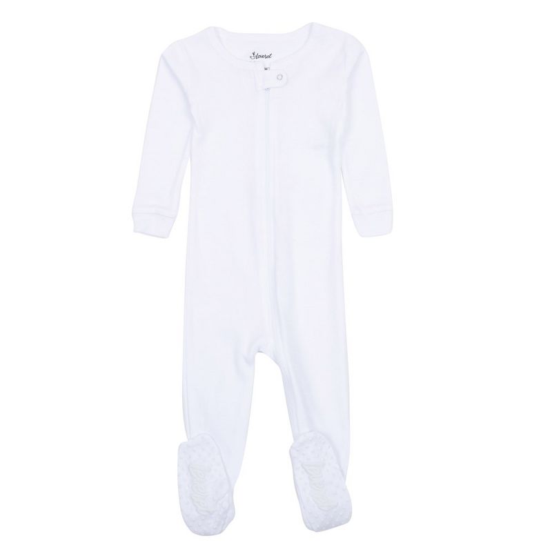Leveret Toddler Footed Cotton Solid Neutral Color Pajamas, 1 of 12