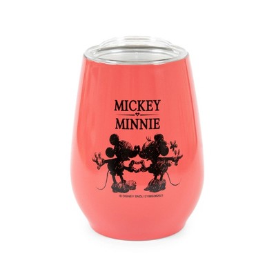 Silver Buffalo Disney Minnie & Mickey Kiss Hearts Stainless Steel Tumbler |  Holds 22 Ounces