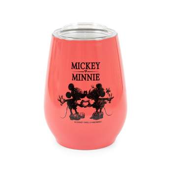 Silver Buffalo Disney Mickey & Minnie Stainless Steel Tumbler with Lid | Holds 10 Ounces