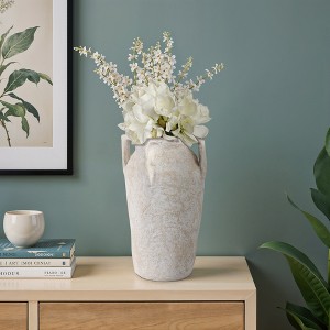 Rustic Handcrafted Boho Ceramic Vase with Handles - Perfect Home Accent for Living Room Decor, Bedroom, Office, and Room Display - 1 of 4