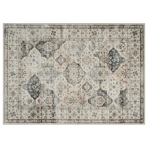 Area Rug, Washable Area Rug ¨C Vintage Traditional Floral Print Foldable Non Slip Soft Velvet Carpet for Living Room/Kitchen/Playroom - 1 of 4