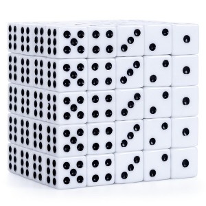 Slickblue Classic D6 Dice Set – 100 White 16mm Dice with Black Pips for Games, Teaching & Casino Play - 1 of 3