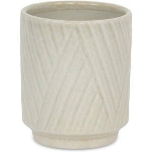 Cheung's Parlora Crossed Diagonal Pattern Straight Side Ceramic Pot - Small - White - 1 of 3