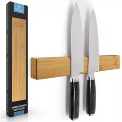 Zulay Kitchen Walnut Wood Magnetic Knife Holder - Powerful Wood Magnetic Knife Strip for Organizing your Kitchen - Bamboo