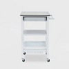 Hennington Kitchen Cart with Stainless Steel Top White - Boraam: Modern Design, Pine Frame, 2 Shelves, 1 Drawer - 3 of 4