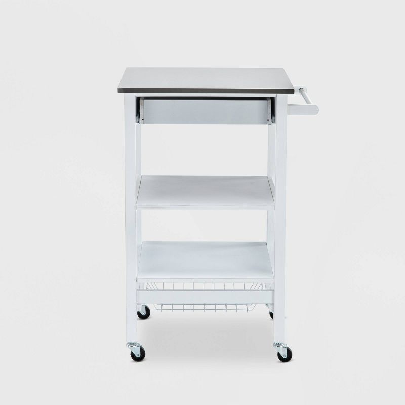 Hennington Kitchen Cart with Stainless Steel Top White - Boraam, 4 of 14