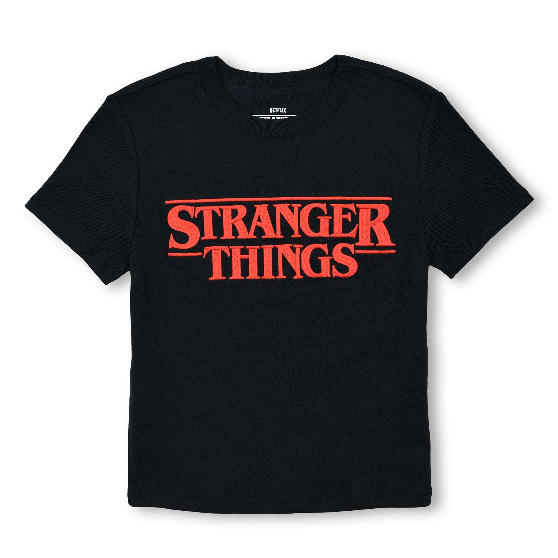 Juniors Womens Stranger Things Red Classic Logo T Shirt
