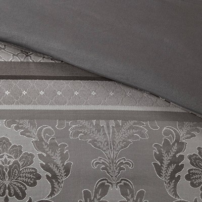 Bellagio Gray Jacquard 7-Piece Queen Comforter Set