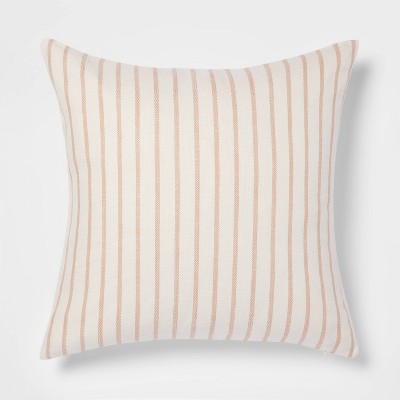 Oversized Cotton Striped Square Throw Pillow Clay/Cream - Threshold&#8482;