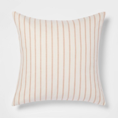 Oversized Cotton Striped Square Throw Pillow Clay/Cream - Threshold™