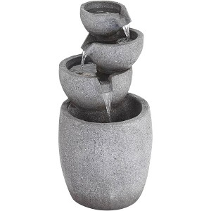 John Timberland Four Bowls 32" High Gray Faux Stone LED Cascading Floor Fountain - 1 of 4