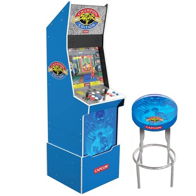 Arcade1Up Street Fighter II Champion Edition Home Arcade with Riser and Stool