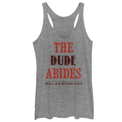 Women's The Big Lebowski The Dude Abides Racerback Tank Top - Gray Heather  - Large