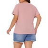 Agnes Orinda Women's Plus Size V Neck Short Sleeve Buttons Loose Casual Waffle Tunic Blouses - 4 of 4