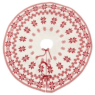 56-Inch Red and White Knit Reversible Christmas Tree Skirt