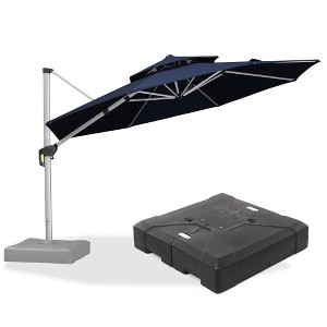 PURPLE LEAF 10/11/12/13ft Outdoor Patio Cantilever Umbrella with Base Offset Umbrella 360 Degree Rotation Round Umbrella for Deck Pool Garden - 1 of 4