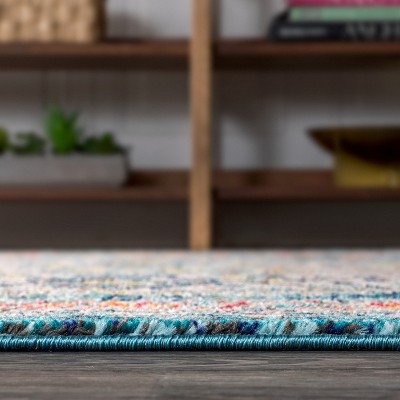 5'x8' Blue Synthetic Medallion Reversible Area Rug