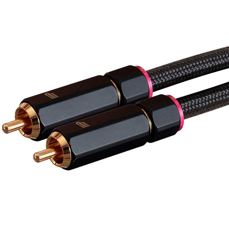 Monoprice Audio Cable - 6 Feet - Black | RCA to 2 RCA Pigtail Cable, Male to Male, Gold Plated Connectors, Double Shielded With Copper Braiding - Onix, 3 of 7