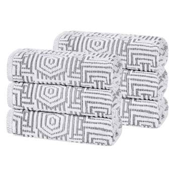 Cotton Modern Geometric Jacquard Soft Highly-Absorbent Hand Towel Set of 6 by Blue Nile Mills