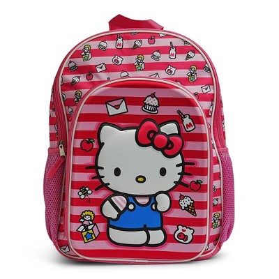 UPD inc. Sanrio Hello Kitty Pink Striped 16 Inch Backpack with Front Pocket