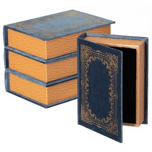 set of 4 Decorative Vintage Book Shaped Trinket Storage Box - 1 of 4