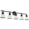 POWLIG 38.5-in 5-Light Modern Matte Black Dimmable Bathroom Vanity Light with Cone Clear Glass Shade - 2 of 4