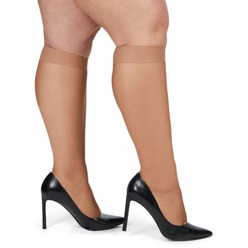 Memoi Women's 2 Pair Pack Energizing Curvy Knee Highs Honey 3x-4x : Target
