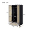 Modern Rattan Wardrobe Cabinet with Hanging Rod and Drawer,Freestanding Armoire for Bedroom or Living Room Storage-LAOTIES - 4 of 4