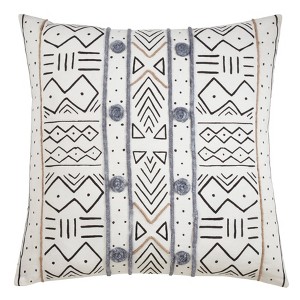 Oversize Poly Filled Mud Cloth Cotton Throw Pillow White - Saro Lifestyle - 1 of 4