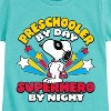 Girls' - Peanuts - Snoopy Preschooler By Day Superhero By Night Fitted Short Sleeve Graphic T-Shirt - 2 of 4