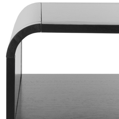 Black and Natural Rattan 1-Drawer Nightstand