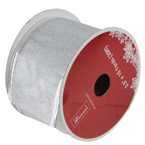 Northlight Club Pack Of 12 Shimmering Silver Diamond Wired Christmas Craft  Ribbon Spools - 2.5 X 120 Yards : Target