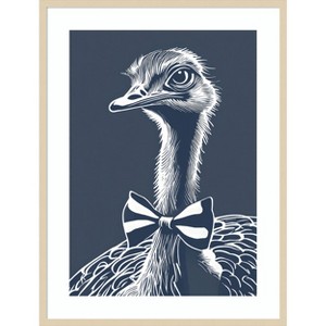 Amanti Art Ostrich with bow tie by Andreas Magnusson Wood Framed Wall Art Print - 1 of 4
