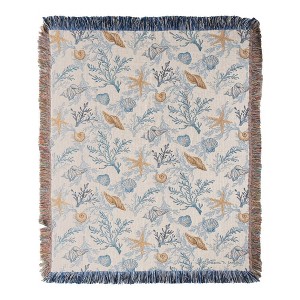Beach Vibes Cotton Throw Nautical and Ocean-Inspired Decor by Manual Woodworkers and Weavers - 1 of 3