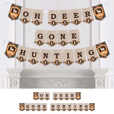 Big Dot of Happiness Gone Hunting - Deer Hunting Camo Baby Shower or Birthday Party Bunting Banner - Party Decorations - Oh Deer Gone Hunting