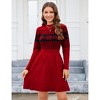 Coolmee Women's Fall Winter Casual Dress Crewneck Long Sleeve High Waist A-Line Mini Sweater Dress Red L - 2 of 4