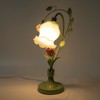 YIYIBYUS Flower Glass Table Lamp with Glass Lampshade, Pad Base (1-Light, Green&Pink) - 2 of 4