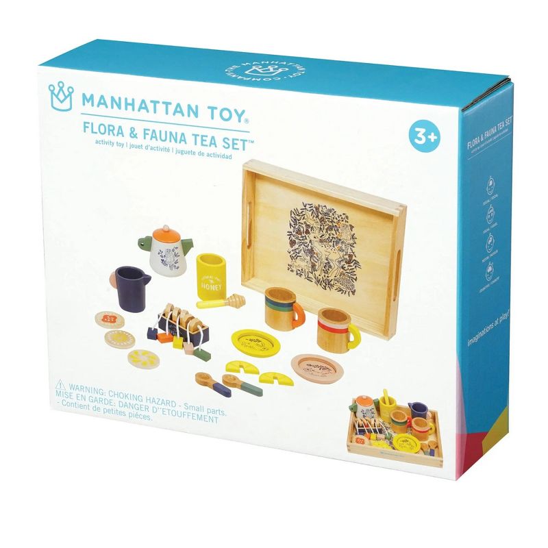 Manhattan Toy Flora Fauna Toddler and Kids Pretend Play Wooden Tea Set, 23-Piece, 4 of 5
