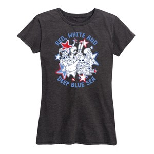 Women's - SpongeBob SquarePants - Red, White, and Deep Blue Sea Short Sleeve Graphic T-Shirt - 1 of 4