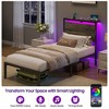 Greenstell Bed Frame with Headboard & Footboard, Metal Platform Bed Frame with LED Lights & Charging Station, Under Bed Storage, Solid and Stable - 2 of 4