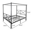 Heavy-duty Metal Canopy Bed Frame with X-shaped Headboard and Footboard, Platform Beds Frame for Bedroom/Guest Room, No Box Spring Needed - 2 of 4