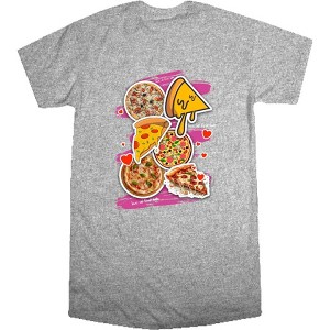 Love At First Bite Pizza Stickers Women's Crew Neck Short Sleeve Night Shirt - 1 of 2