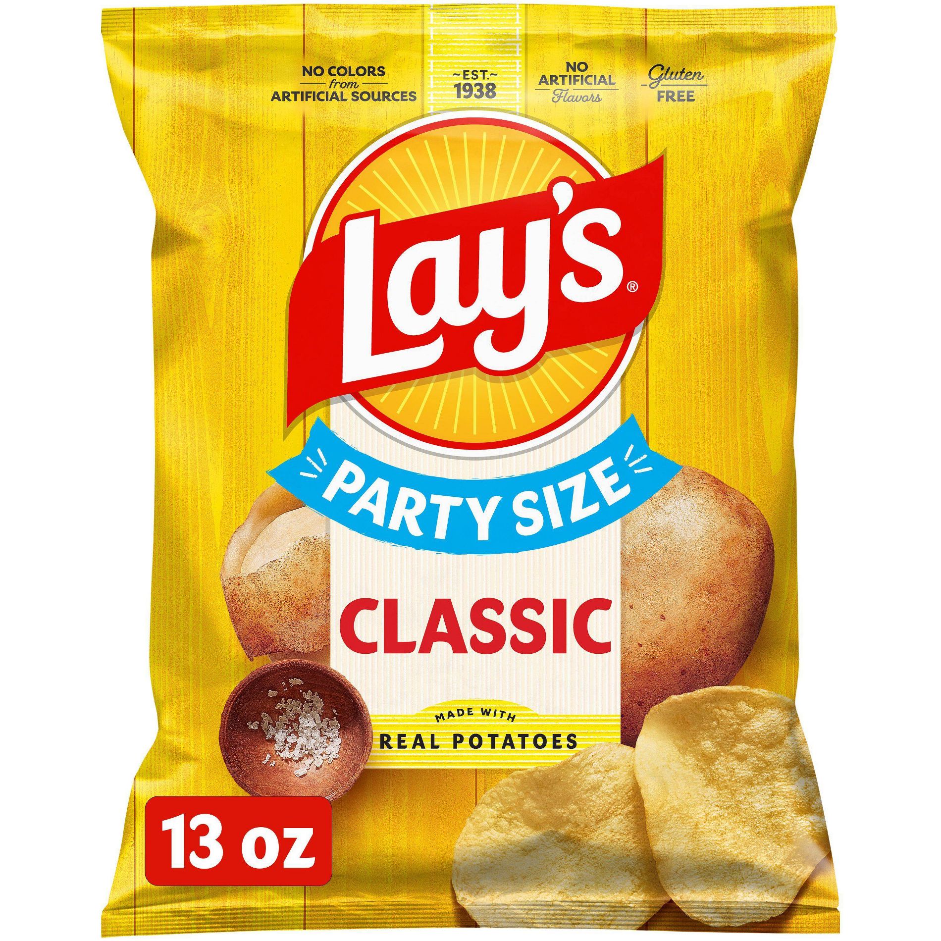 Lay's Classic Party Size Potato Chips - 13oz: Gluten-Free, No Artificial Flavors