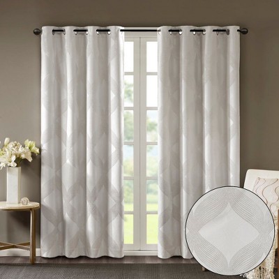 PAGED Knitted Jacquard Total Blackout Curtain for Bedroom,Window Curtain Panel with Grommet Top,Living Room Curtains Machine Washable