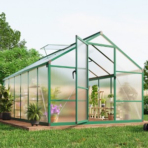 Garvee Walk-In Greenhouse with Polycarbonate Panels, Aluminum Frame, Quick Setup, Roof Vent, Outdoor Garden Greenhouse - 1 of 4