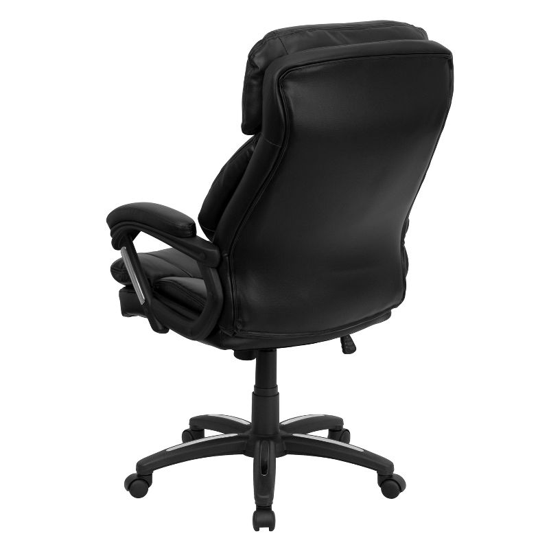 Emma and Oliver High Back Black LeatherSoft Extensive Padding Swivel Ergonomic Office Arm Chair, 3 of 8