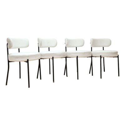 NicBex Dining Chair Set of 4 Modern Velvet Dining Room Accent Chair with Curved Backrest, White