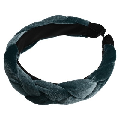 Unique Bargains Women's Thick Braided Velvet Headband Hairband Accessories 1.2 Inch Wide 1 Pc