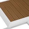 Modway Stance Outdoor Patio Aluminum Side Table White Natural – Weather-Resistant Modern Side Table with Slatted Wood Top - 4 of 4