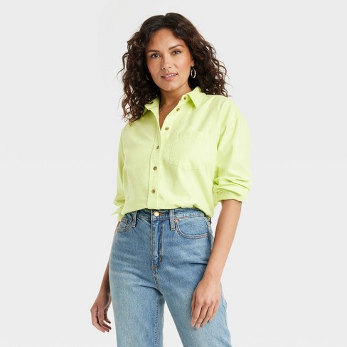 Women's Long Sleeve Oversized Button-Down Shirt - Universal Thread™ Green 1X